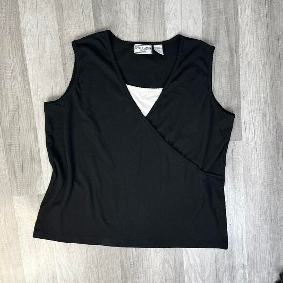 Vintage Y2K 90s Black Sleeveless Layered-Look Top Sporty Minimalist Plus Size 2X - Picture 1 of 4